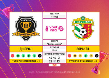 Матч 16-го туру VBET Ліги «Дніпро-1» — «Ворскла»: статистичне прев’ю