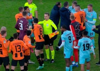 После матча «Шахтер» — «Антверпен» произошла толкотня между командами