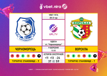Матч 20-го туру VBET Ліги «Чорноморець» — «Ворскла»: статистичне прев’ю