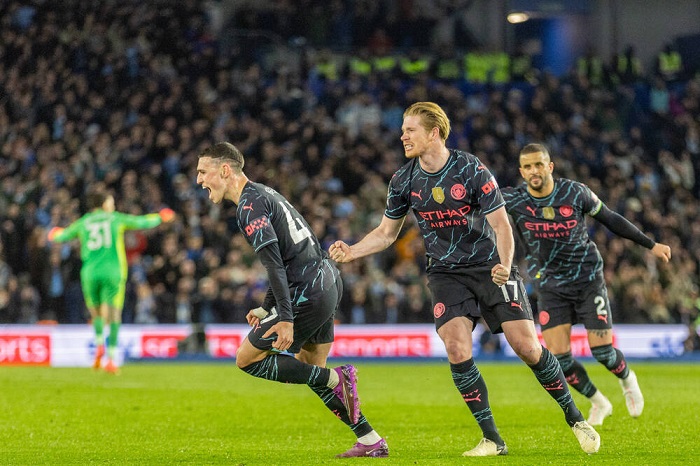 «Манчестер Сити» разгромом над «Брайтоном» вернул себе 2 место в турнирной таблице АПЛ