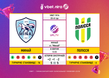 Матч 23-го туру VBET Ліги «Минай» — «Полісся»: статистичне прев’ю
