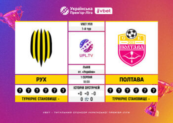 Матч 1-го туру VBET Української Прем’єр-Ліги «Рух» — «Полтава»: статистичне прев’ю