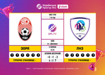 Матч 1-го туру VBET Української Прем’єр-Ліги «Зоря» — ЛНЗ: статистичне прев’ю